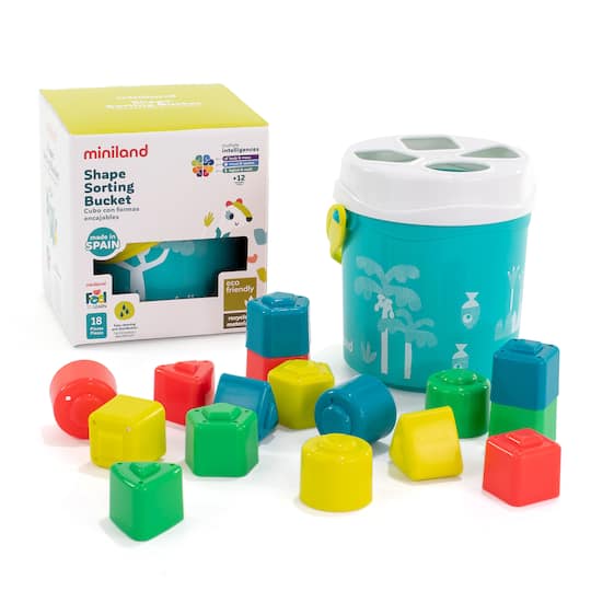 Miniland Feel to Learn Turquoise Shape Sorting Bucket Set